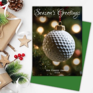 Olive Green Golf Season's Greetings Christmas Holiday Card