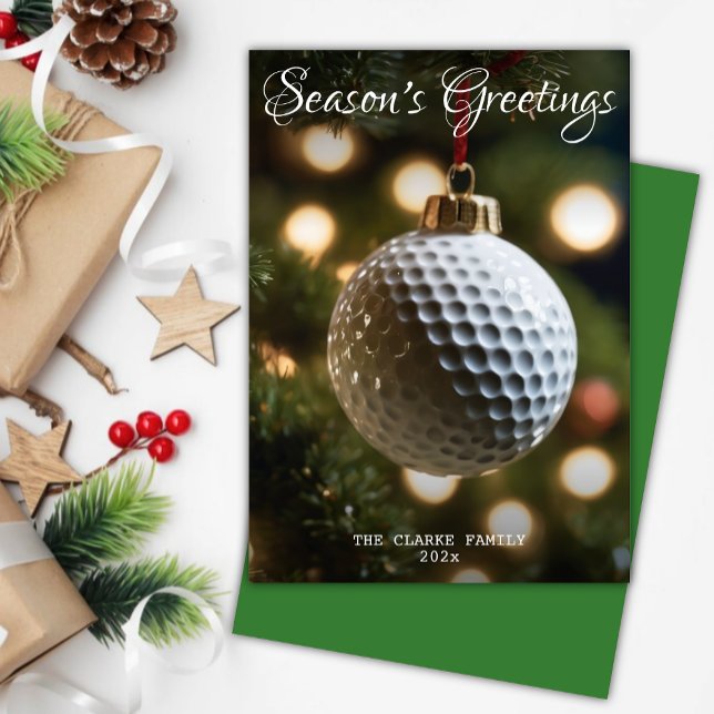Olive Green Golf Season's Greetings Christmas Holiday Card (Creator Uploaded)