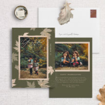 Olive Green Grateful Fall Leaf Thanksgiving Photo