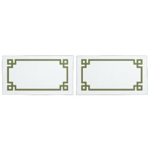 Olive Green Greek Key Border King Size Pillowcase