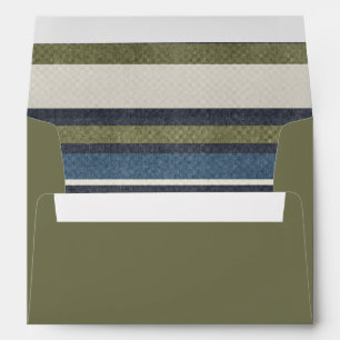 Olive Green Grunge Stripes Envelope