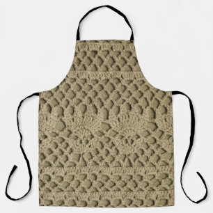 Olive green handmade lace on olive background apron
