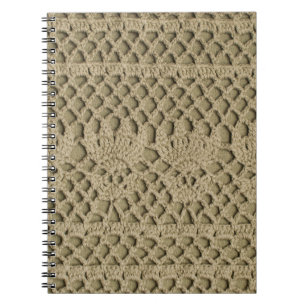 Olive green handmade lace on olive background notebook
