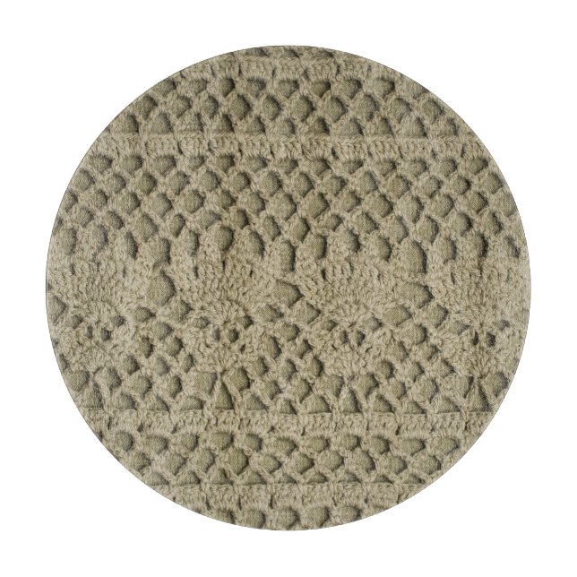 Olive Green Handmade Lace Pattern Cutting Board (Front)