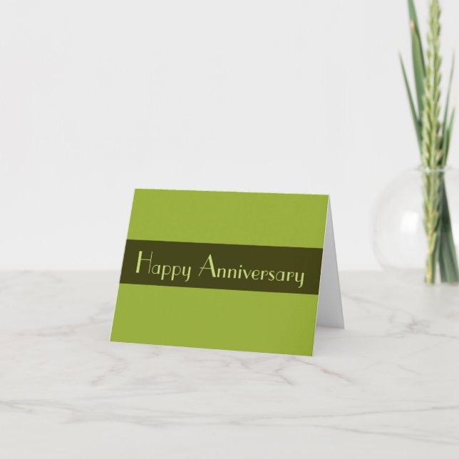 Olive Green Happy Anniversary Card (Front)