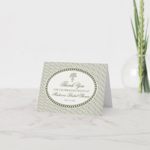 Olive Green Harlequin Checkered Thank You Card