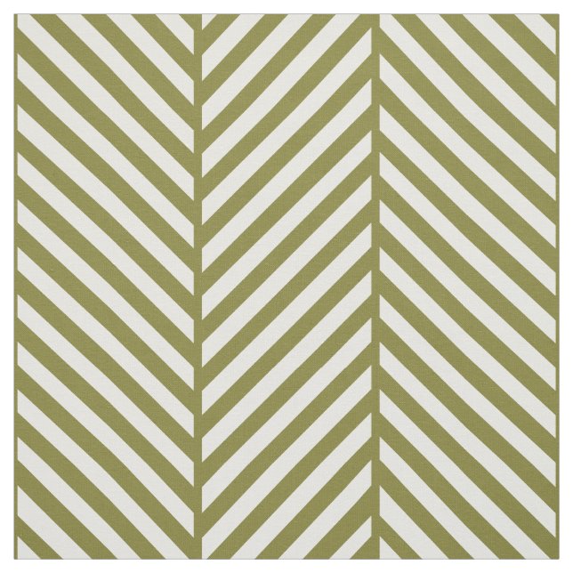Olive Green Herringbone Large Scale Fabric (Swatch)