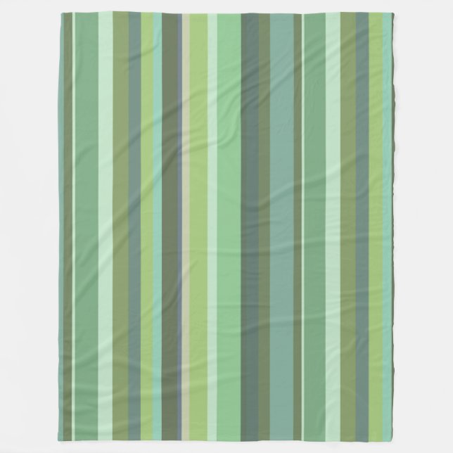 Olive green horizontal stripes fleece blanket (Front)