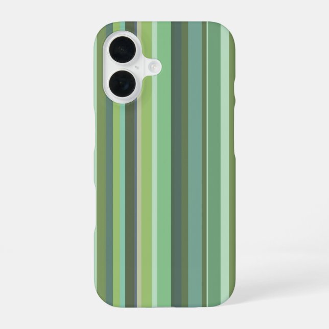 Olive green horizontal stripes iPhone 16 case (Back)