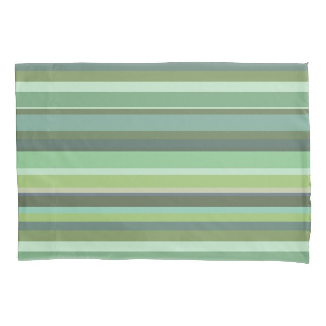 Olive green horizontal stripes pillowcase (Front)