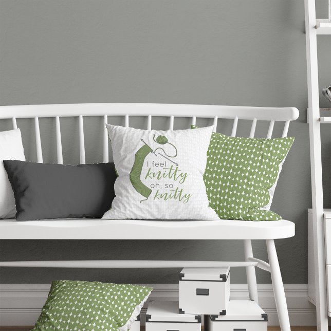Olive Green I Feel Knitty, Oh So Knitty Cushion (Creator Uploaded)