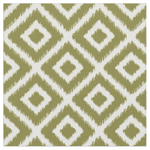 Olive Green Ikat Diamonds Fabric