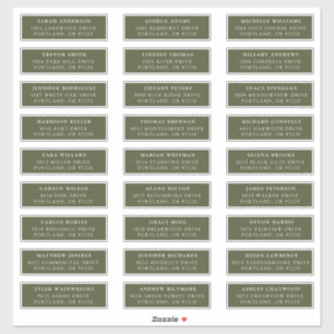 Olive Green Individual Guest Address Labels