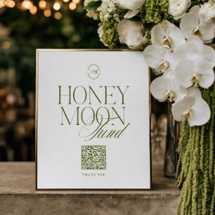 Olive Green & Ivory Honeymoon Fund QR Wedding Sign