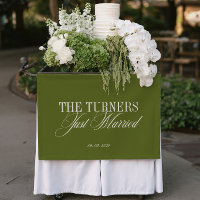 Olive Green Just Married Vinil Wedding