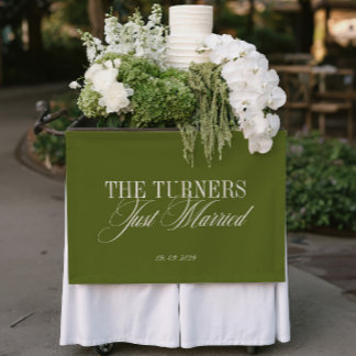 Olive Green Just Married Vinil Wedding Banner