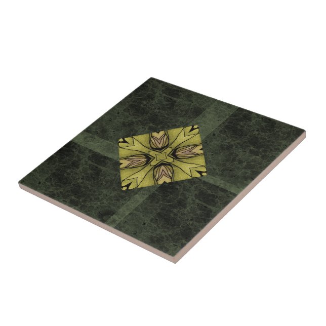 Olive Green Kaleidoscope Tile (Side)