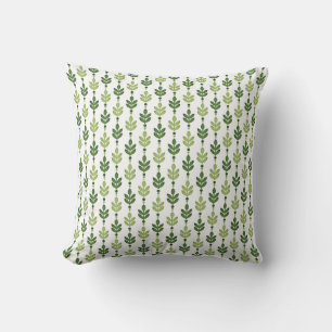 Olive Green Leaf Mid - Century Tiled Pattern Cushion