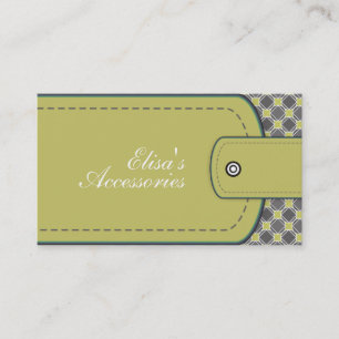 Olive green leather look and pattern custom business card
