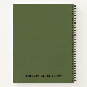 Olive Green Left-Handed Personalized Name Notebook