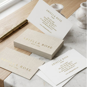 Olive Green Linen Minimalist Elegant Business Card