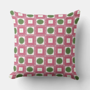 Olive Green Matches Dark Pink Shapes  Cushion