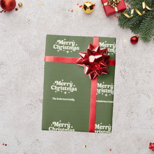 Olive green Merry Christmas favour Wrapping Paper