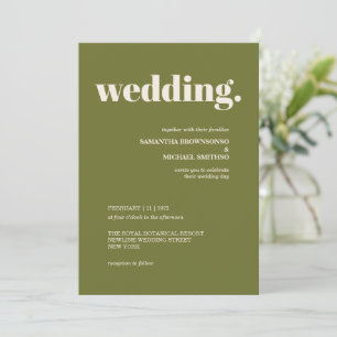 Olive Green Minimal Earth Tone Wedding Invitation