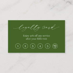 Olive Green Minimal Heart QR Code Elegant Modern Loyalty Card