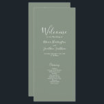 Olive Green Minimal Modern Wedding Program Card<br><div class="desc">This simply designed and gorgeous Wedding Day Program card features an elegant,  modern and minimal typographical design with an olive green colour theme. Ready for you to customise with the details of your Wedding Day ceremony. Please browse the Olive Green Elegant Minimal Wedding Suite for matching stationery items.</div>