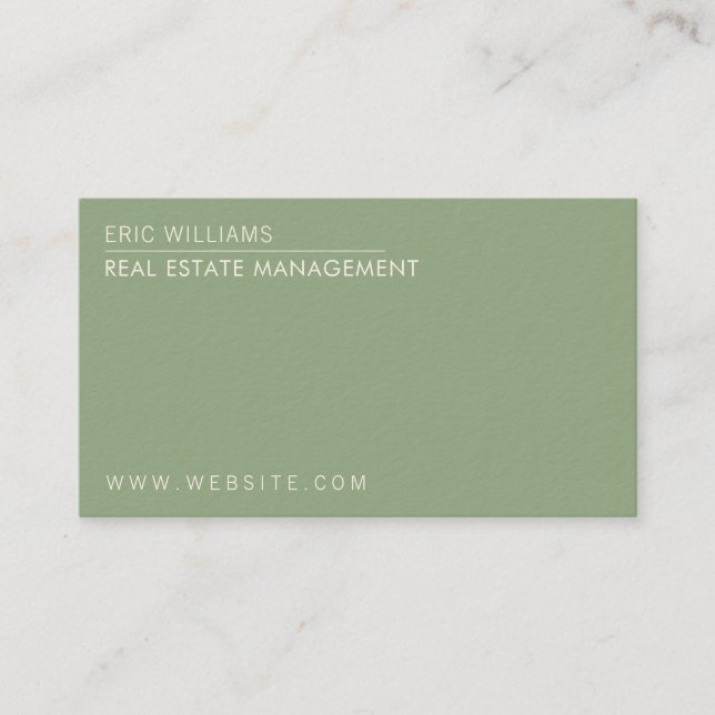 Olive green minimalist elegance business card (Front)