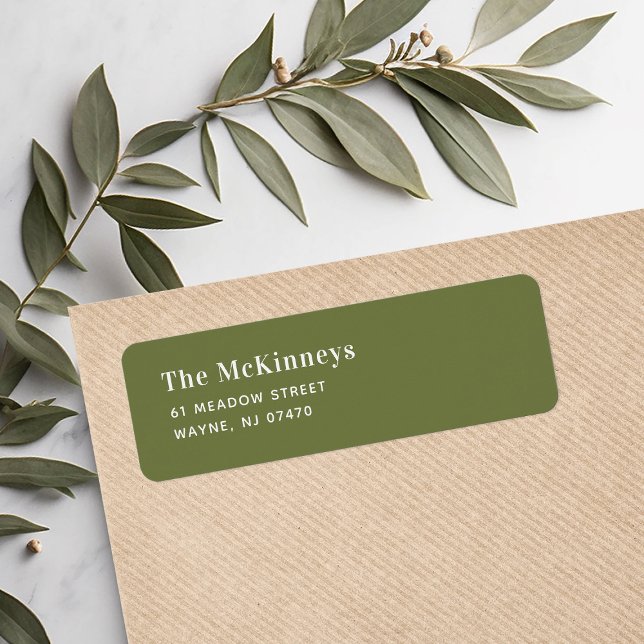 Olive Green Minimalist Return Address (Creator Uploaded)
