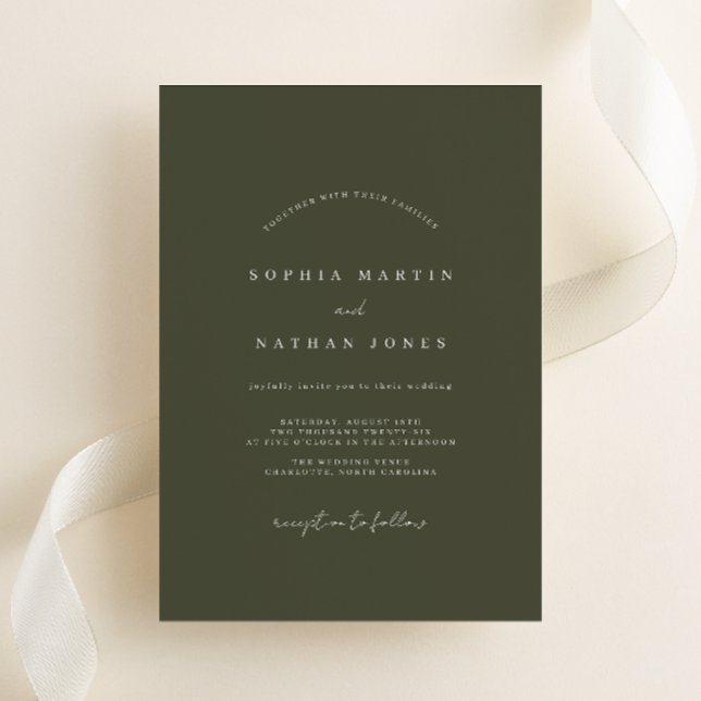 Olive Green Minimalist Wedding Invitation (Creator Uploaded)