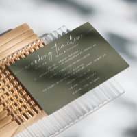 Olive green minimalist wedding party timeline