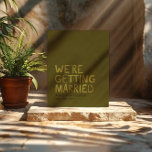 Olive Green Modern  – Bold Handwritten Typography  Postcard<br><div class="desc">Send love through the mail with this modern olive green save the date postcard, designed with hand-drawn typography and a chic striped back. A unique, minimal option for creative couples who want something different. No envelopes needed! • Double-sided postcard • Playful yet elegant design • Customisable details • Ideal for modern minimal on trend...</div>