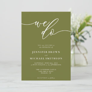 Olive Green Modern Handwriting We Do Script Invitation