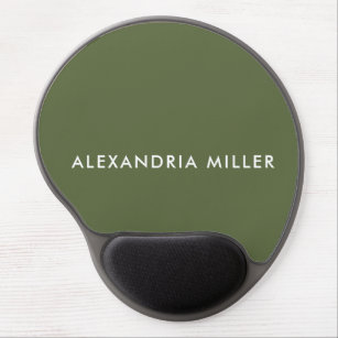 Olive Green Modern Minimalist Personalised Gel Mouse Pad