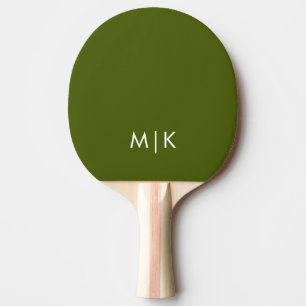 Olive Green Modern Monogram Ping Pong Paddle