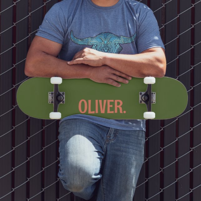 Olive Green Modern Name | Classic Trendy  Skateboard (Outdoor 3)