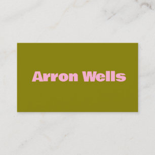 Olive Green Modern Pink Bold Typography Business Card