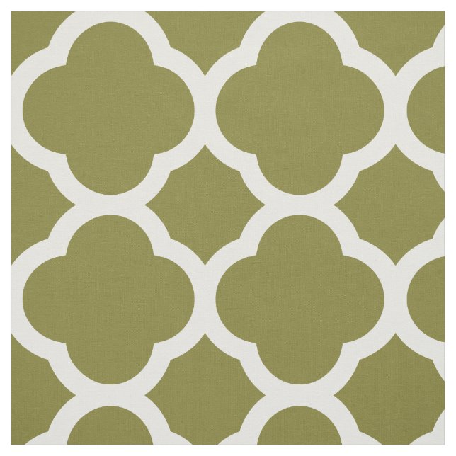 Olive Green Modern Quatrefoil Large Scale Fabric (Swatch)