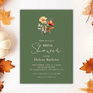 Olive Green Modern Rustic Bridal Shower Invitation