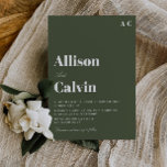 olive green modern text wedding invitation<br><div class="desc">olive green wedding invite template,  add your own details and QR code.</div>