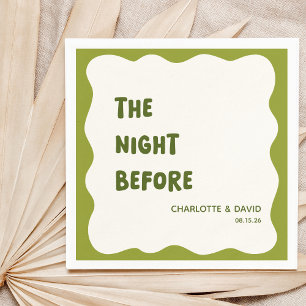 Olive Green Modern Welcome Party Rehearsal Dinner Napkin