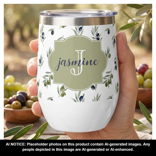 Olive Green Monogram Name Watercolor Chic Pattern (Creator Uploaded)