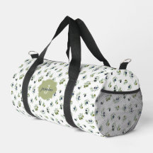 Olive Green Monogram Name Watercolor Chic Pattern