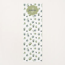 Olive Green Monogram Name Watercolor Chic Pattern