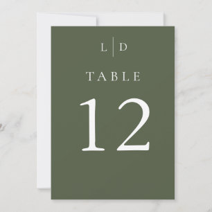 Olive Green Monogram Wedding Table Numbers