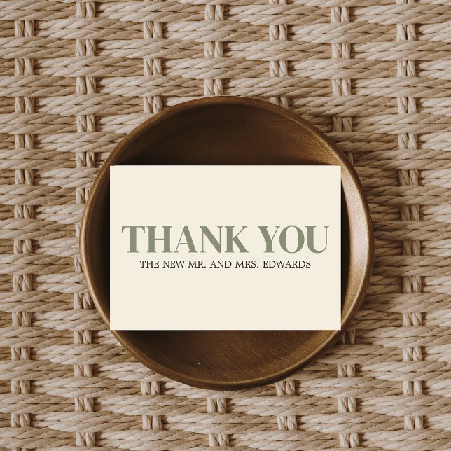 Olive Green Monogram Wedding Thank You Card (Olive Green Monogram Wedding Thank you Card)