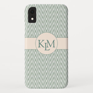 Olive Green Monogram With Chevron Pattern Case-Mate iPhone Case